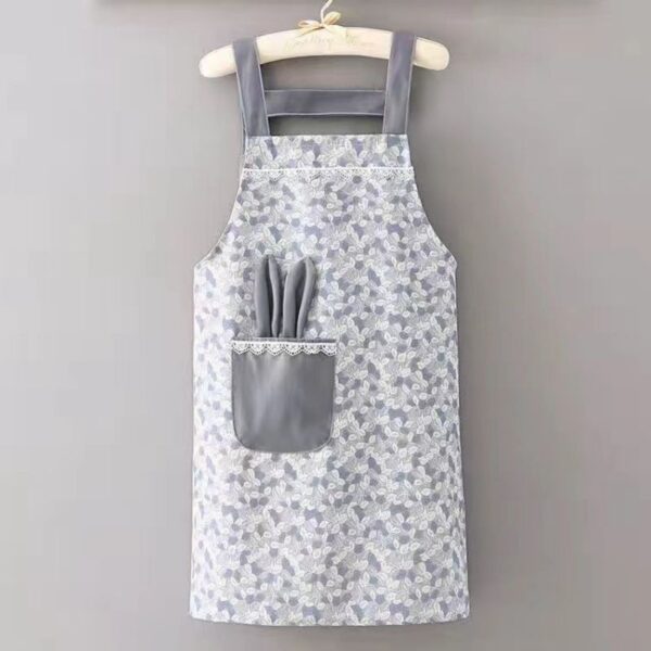 1pc Polyester Cotton Apron, Cute Rabbit Ears Apron, Adjustable Strap And Large Pockets Apron, Kitchen Cooking Baking Bib Apron, Chef Apron