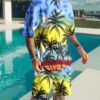 Fashion Men's Casual Sports Suit Digital Printing T-Shirt Casual Two Piece Set