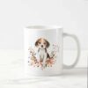 1pc 11oz Ceramic Coffee Mug with Adorable Beagle Dog & Floral Design – Microwave & Dishwasher Safe, Perfect Gift for